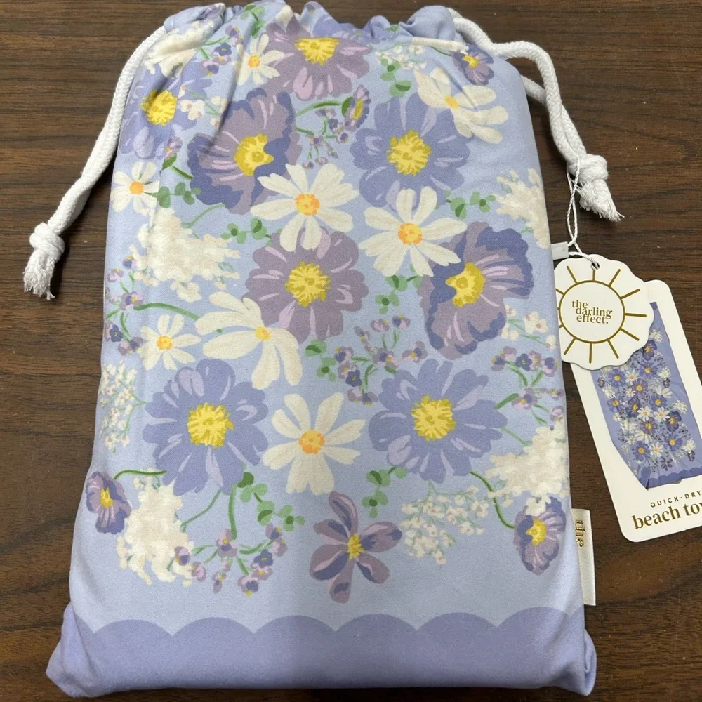 New The Darling Effect Bouquet Beauly Purple XL Quick Dry Beach Towel 2 Sided